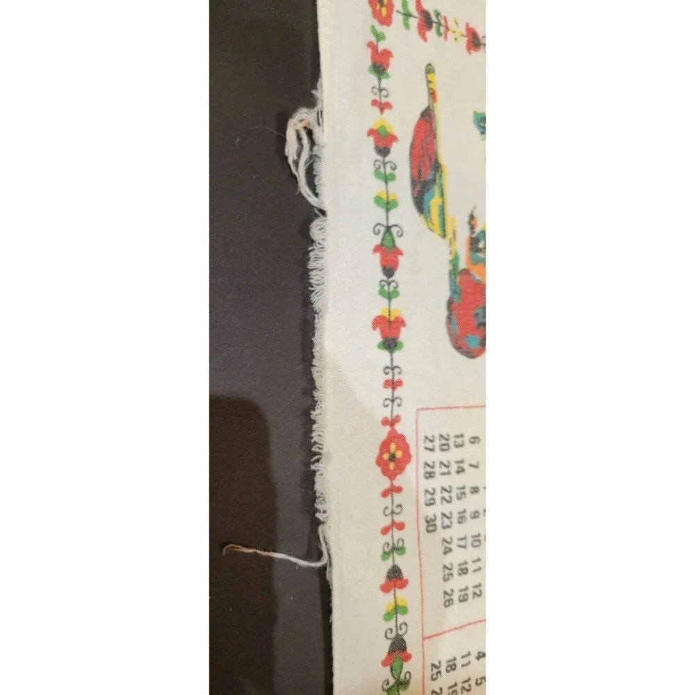 Vintage 1983 Calendar Tea Towel Bless This House colorful well loved